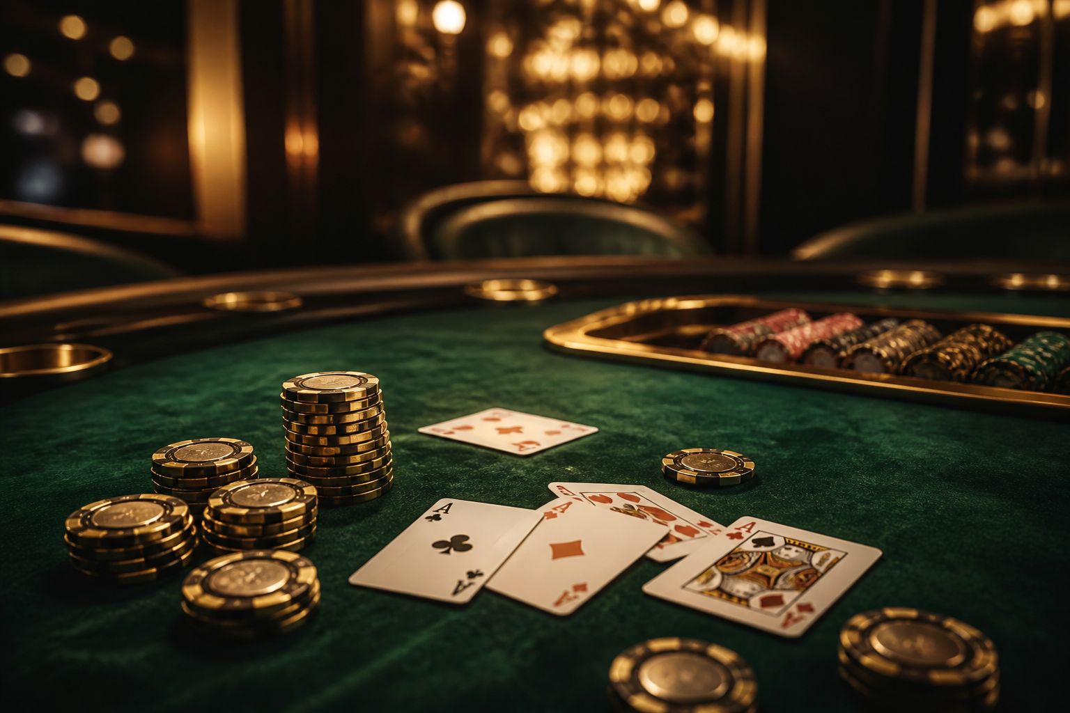 Table de casino en ligne avec cartes et jetons