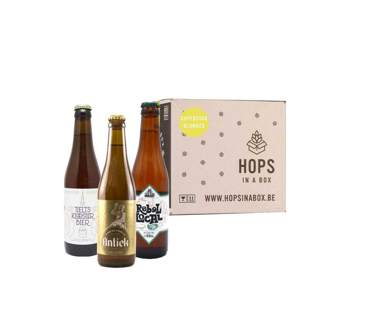 blond bier bierpakket hops in a box biergeschenk biercadeau